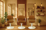 Chelsea Tan Upholstery - White Frame Styling Chair - Hydraulic