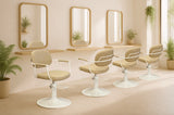 Chelsea Sand Upholstery - White Frame Styling Chair - Hydraulic